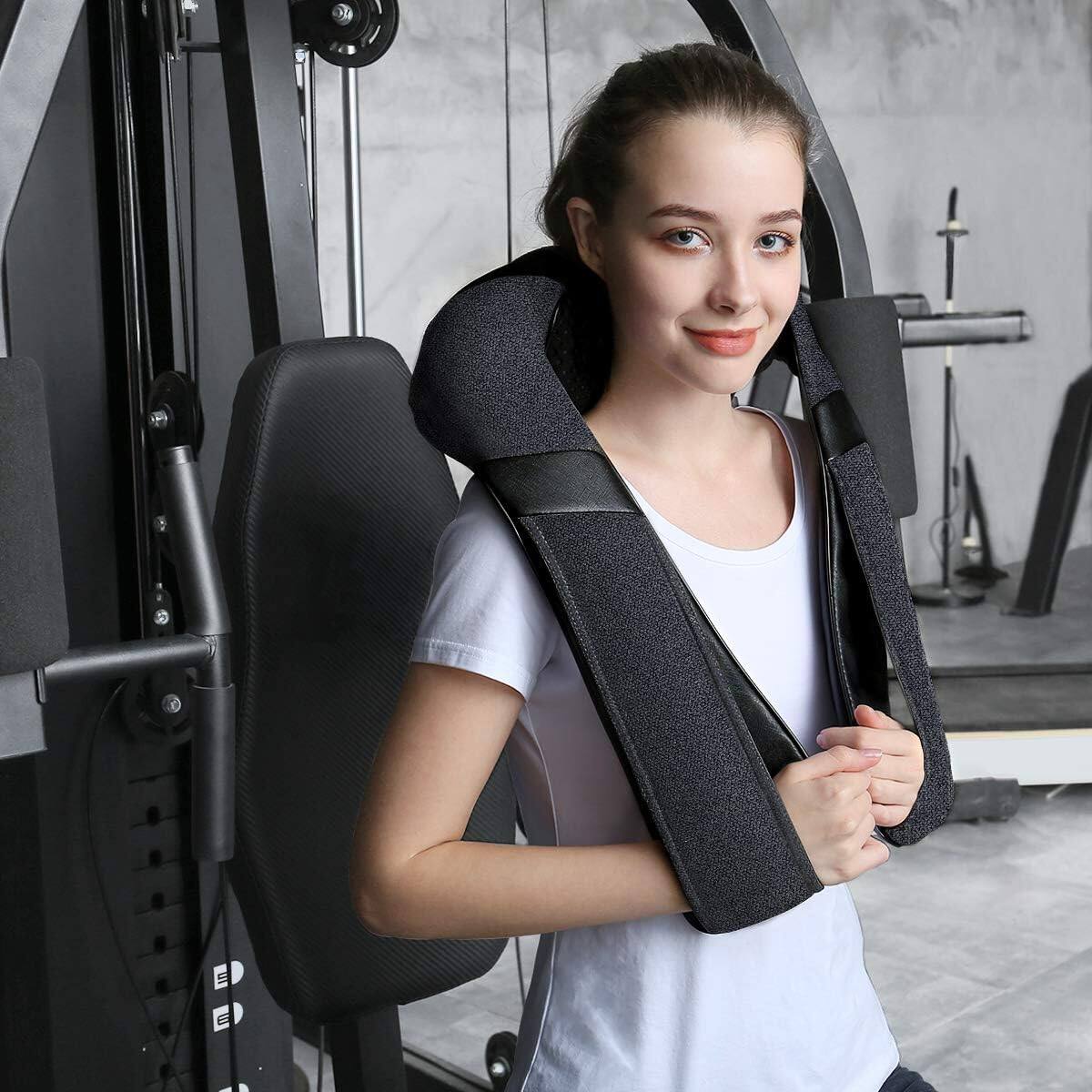 Alt View 2. Core Tech - Shiatsu Neck and Shoulder Massager with Heat, 3 Speeds, Bidirectional Kneading and 15-Minute Auto Shutoff - Gray and Black.