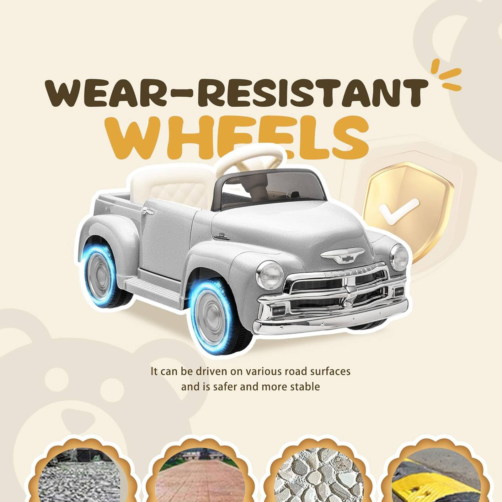 WEAR-RESISTANT WHEELS

It can be driven on various road surfaces and is safer and more stable