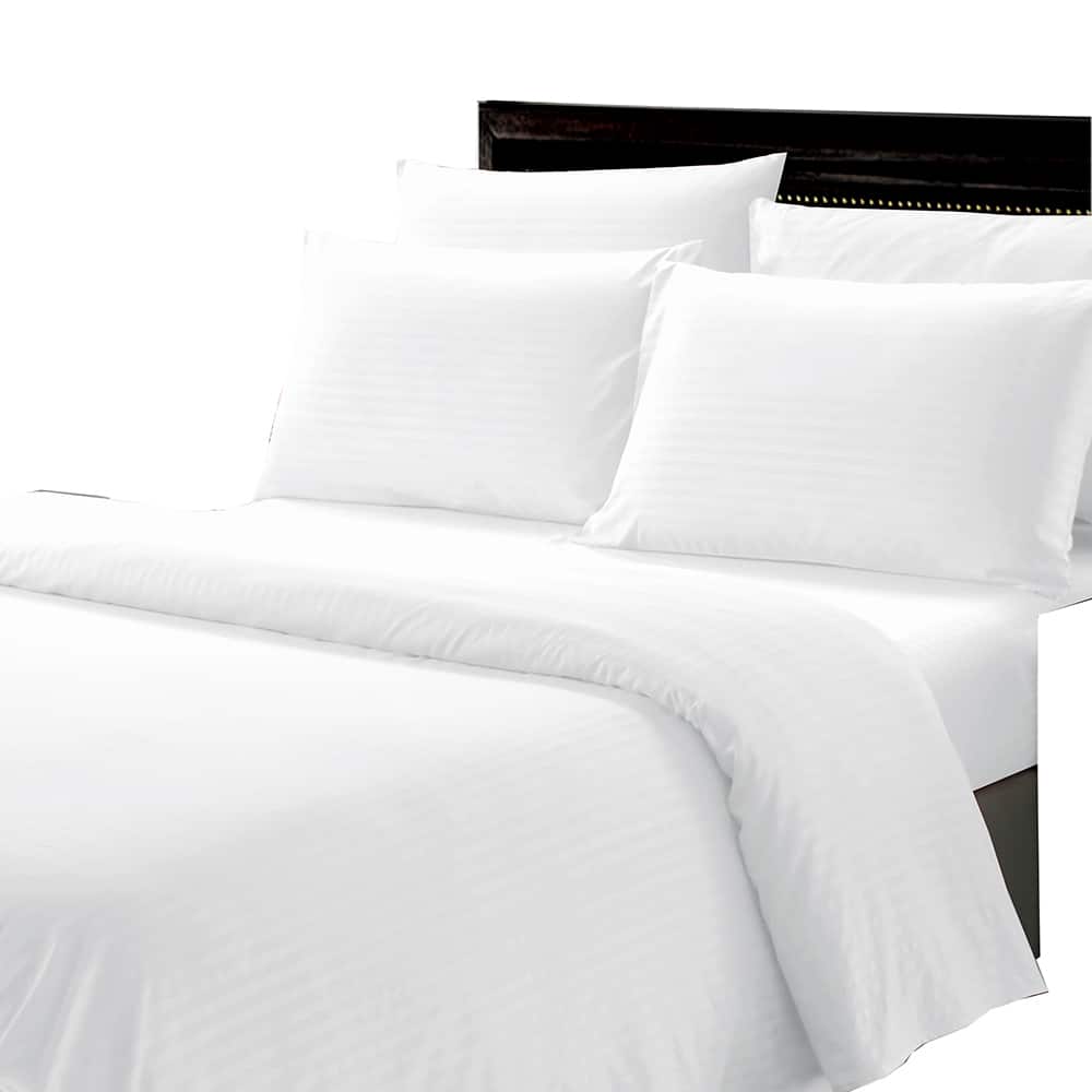 Plazatex - Dobby Stripe Luxurious Ultra Soft Moisture Wicking Solid Color 4 Pieces Sheet Set Twin - White