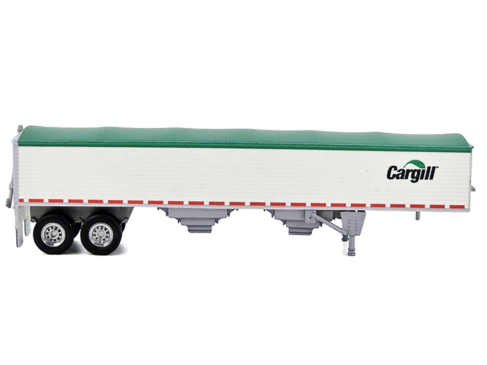 Alt View 1. HO Logistics Replicas - Covered Grain Trailer White with Green Tarp "Cargill" 1/87 (HO) Scale Plastic Model Car by HO Logistics.