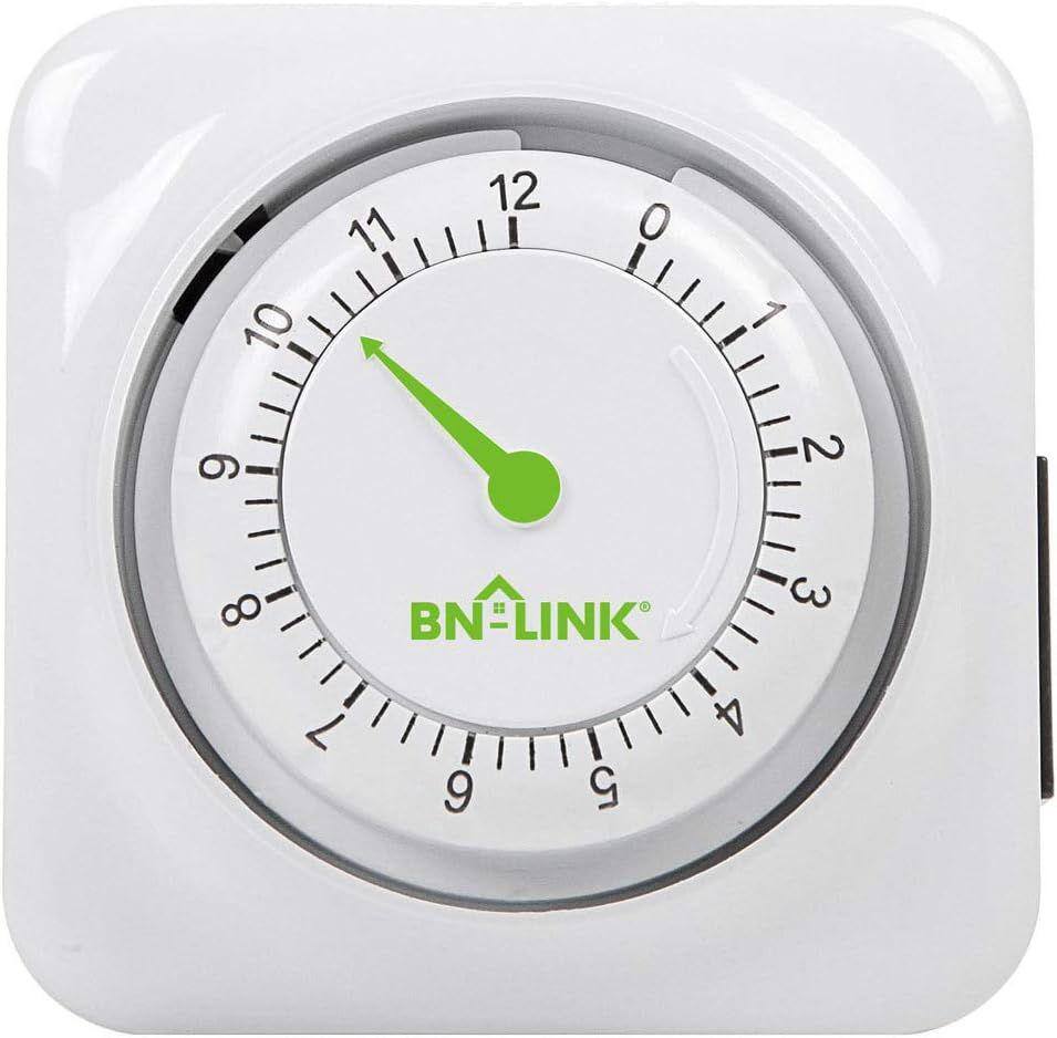 Front. BN-LINK - BN-LINK 12 Hour Indoor Mechanical Countdown Timer, 3-Prong Grounded Outlet, 15-Minute Increments, ETL Listed - White.