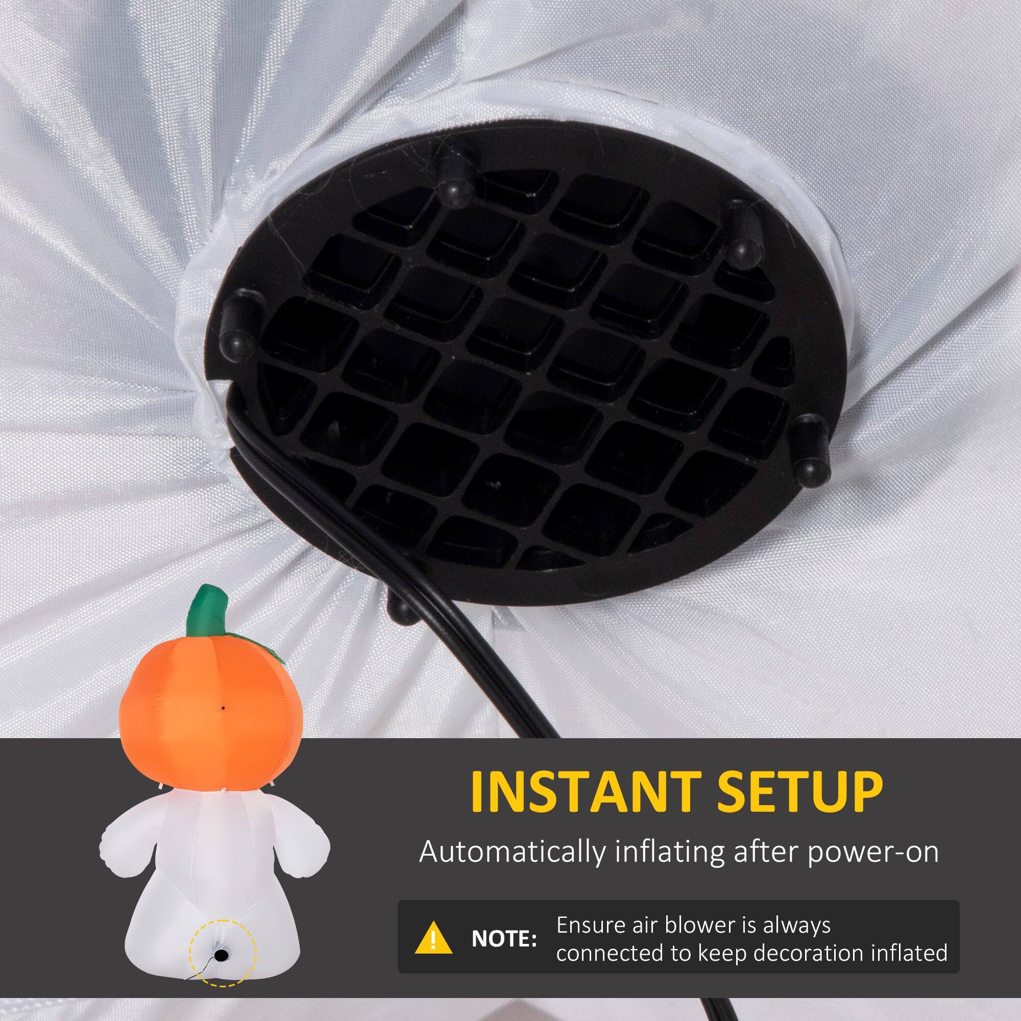 INSTANT SETUP  
Automatically inflating after power-on  

NOTE: Ensure air blower is always connected to keep decoration inflated