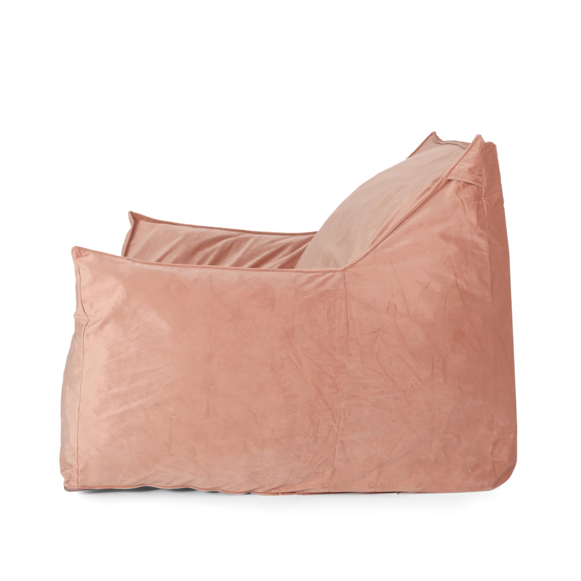Left. GOODSILO - Luxurious Velveteen Bean Bag Chair with Comfortable Armrests for Cozy Seating - Pink.