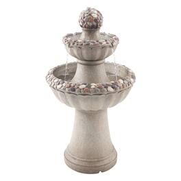 VEVOR - Outdoor Water Fountain, 36.5-Inch Tall 2-Tier Design with Rock-Style Base, Fiberglass and Resin Construction - Gray