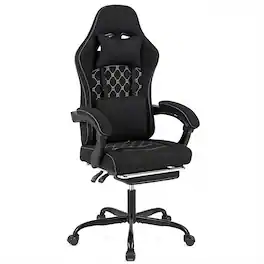 WELLFOR - Gaming Chair Height Adjustable Computer Chair with Headrest Video Game Chair - Black