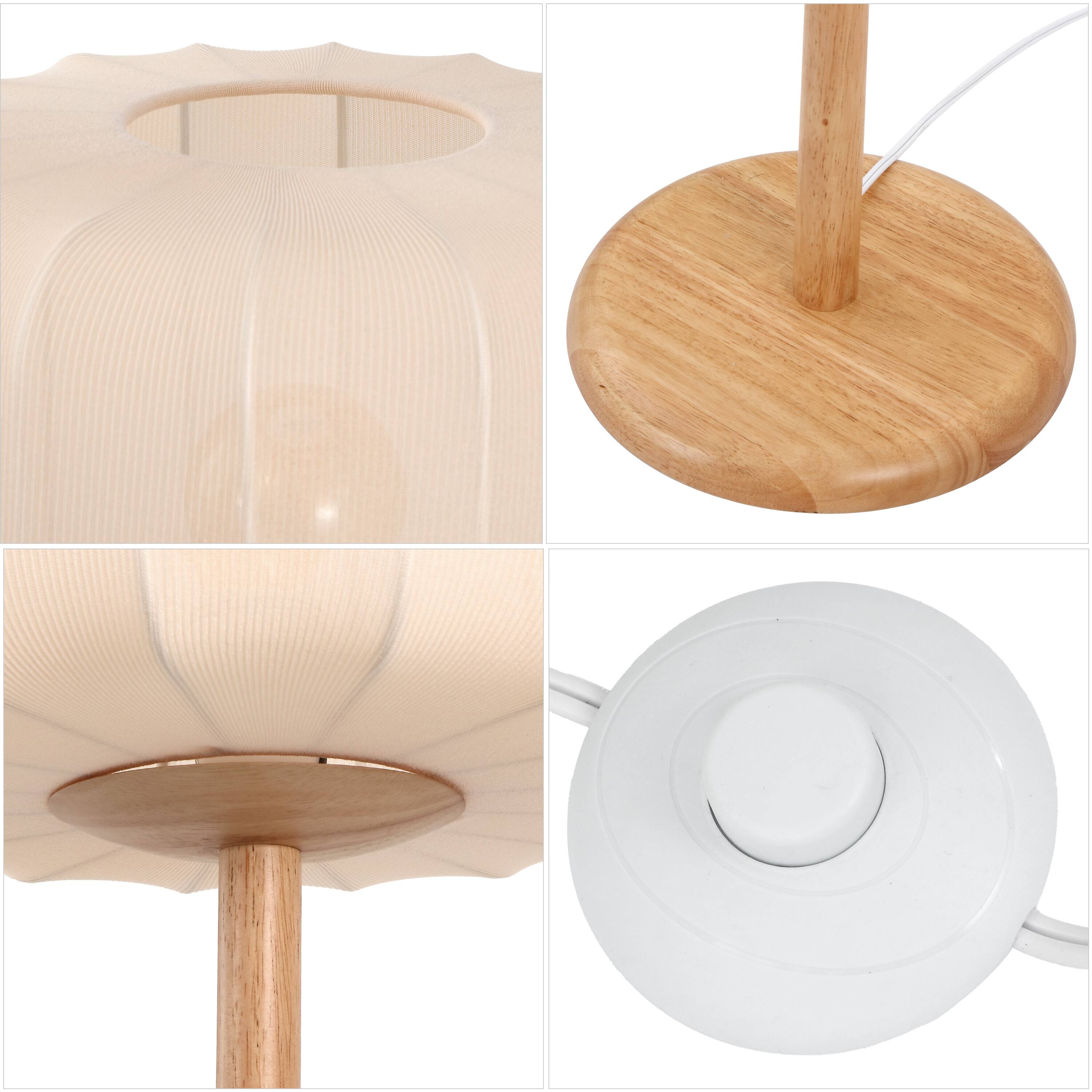 Alt View 4. Jonathan Y - Maryna 59.5 in. Minimalist Modern Teahouse Wood with Ribbed Cocoon Pumpkin Shade LED Floor Lamp, Beige/Light Brown - Light Brown Wood.