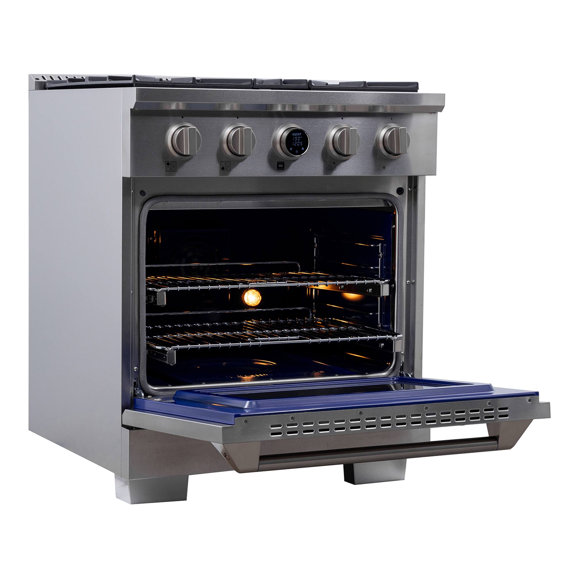 Alt View 1. Kucht - 30 in. 4.2 cu. ft. 4 Burners Dual Fuel Range for Propane Gas in Stainless Steel + Under Cabinet Range Hood - Stainless Steel.