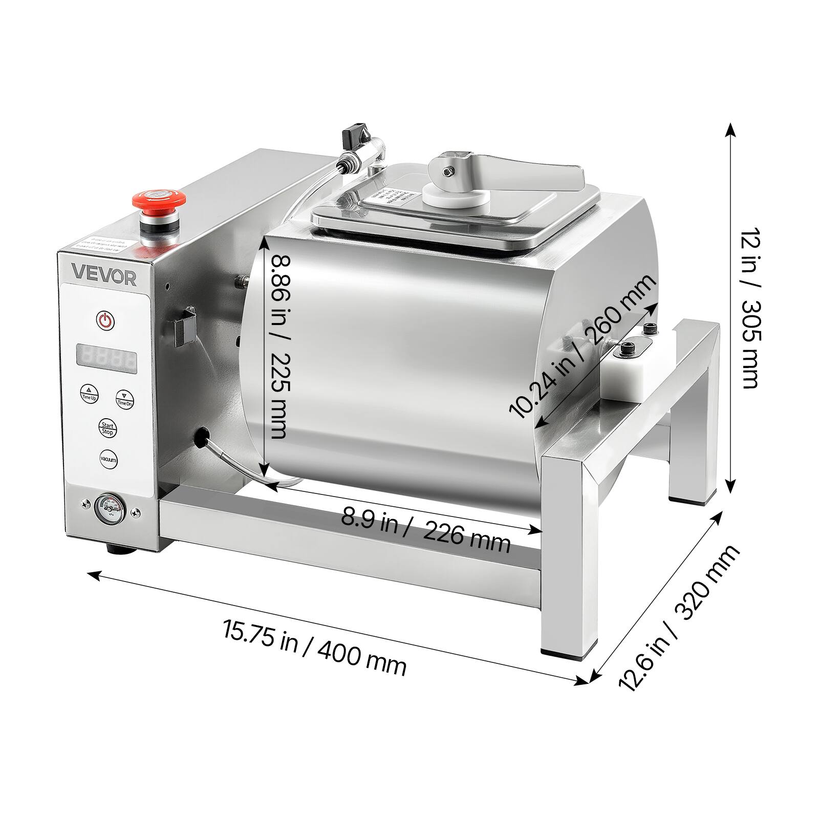 VEVOR

- 8.86 in / 225 mm
- 10.24 in / 260 mm
- 8.9 in / 226 mm
- 12 in / 305 mm
- 12.6 in / 320 mm
- 15.75 in / 400 mm