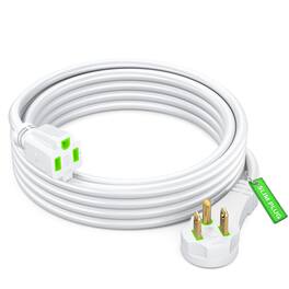 Maximm - Flat Plug Extension Cord 10 ft with Slim Space-Saving Plug Design, Low Profile Extension Cord 14AWG - White