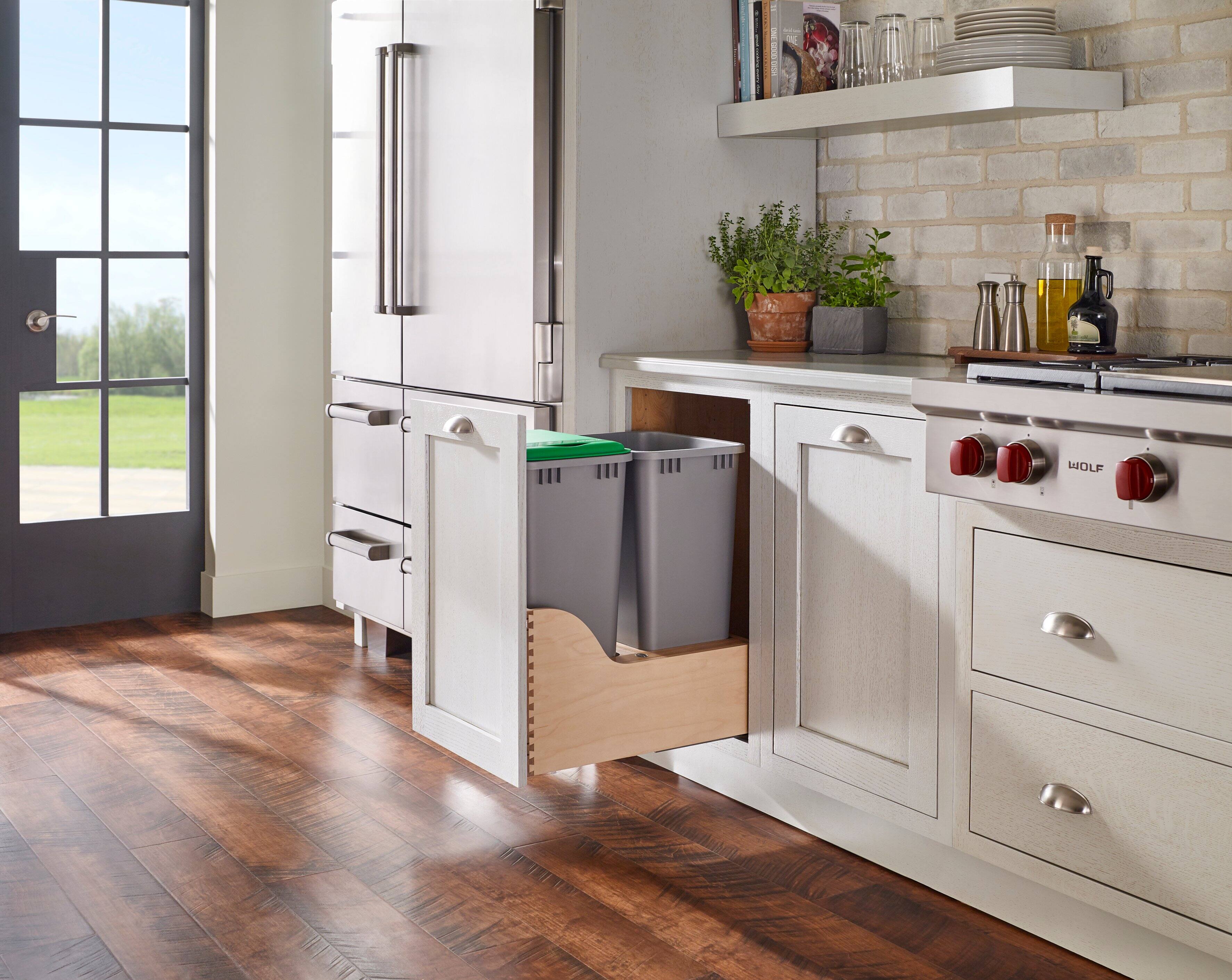 Alt View 3. Rev-A-Shelf - Rev-A-Shelf Dual Pullout Trash Cans 50 qt. with Soft-close Slides, 4WCSC-2150DM-2 - Natural Maple.