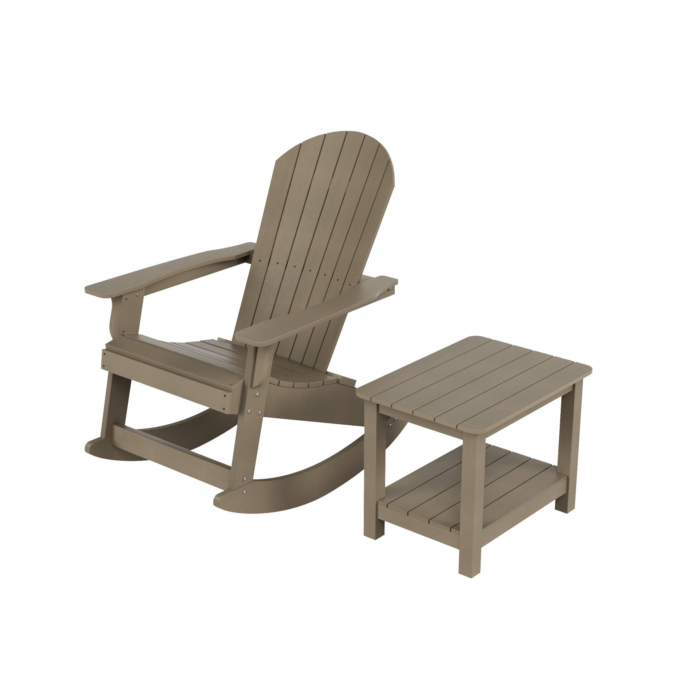 Front. WestinTrends - WestinTrends Tuscany 2-Piece HIPS Outdoor Rocking Adirondack Chair With Side Table - Taupe.