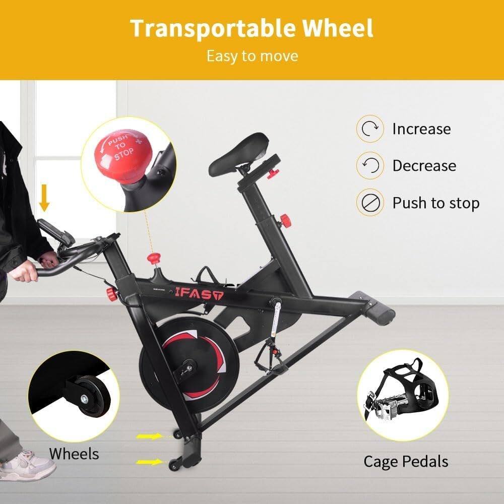 Transportable Wheel
Easy to move

PUSH TO STOP

Increase
Decrease
Push to stop

Wheels
Cage Pedals