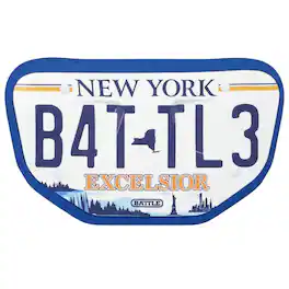 Battle Sports - Adult "NY License Plate - B4TTL3" Back Plate - White/Royal