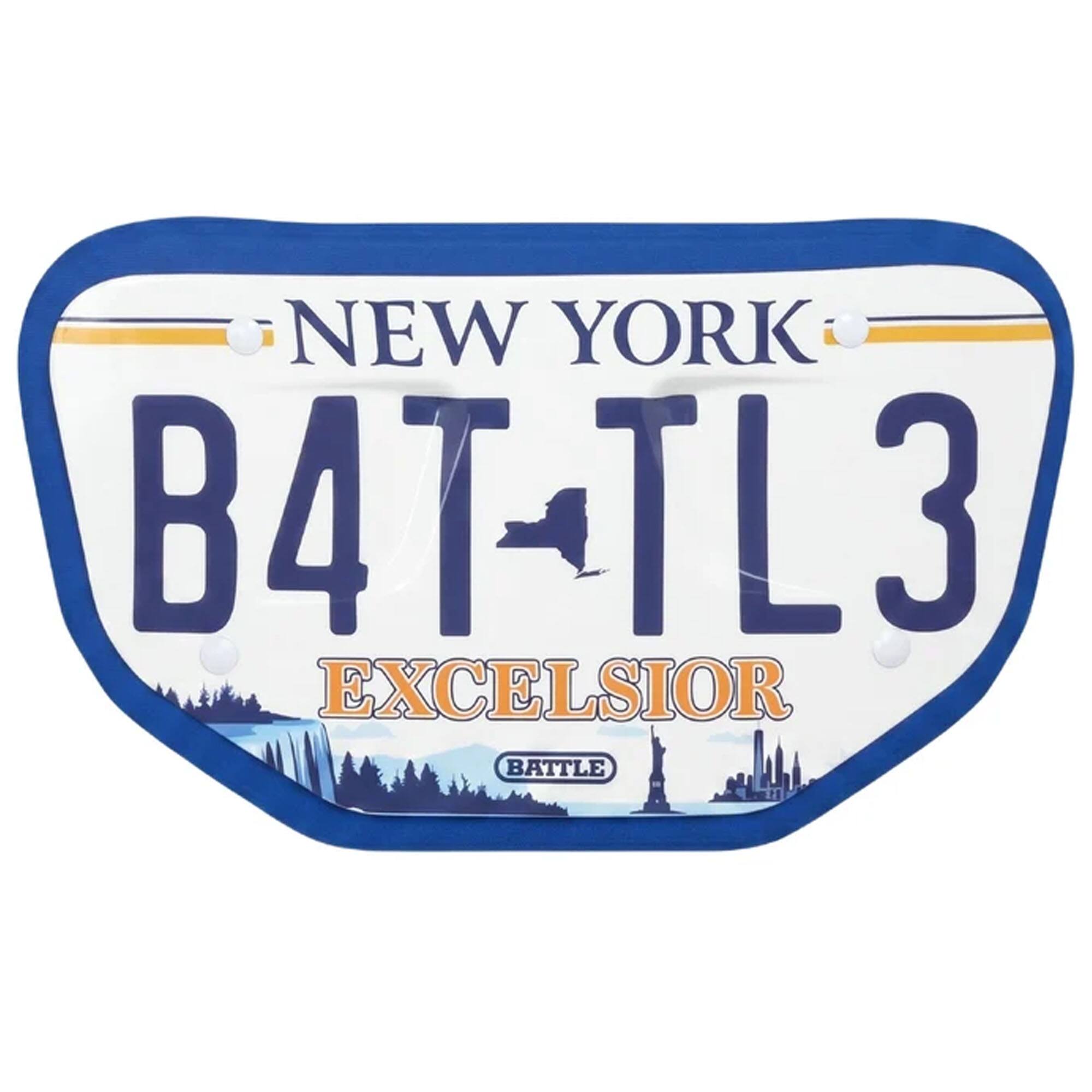 Battle Sports - Adult "NY License Plate - B4TTL3" Back Plate - White/Royal