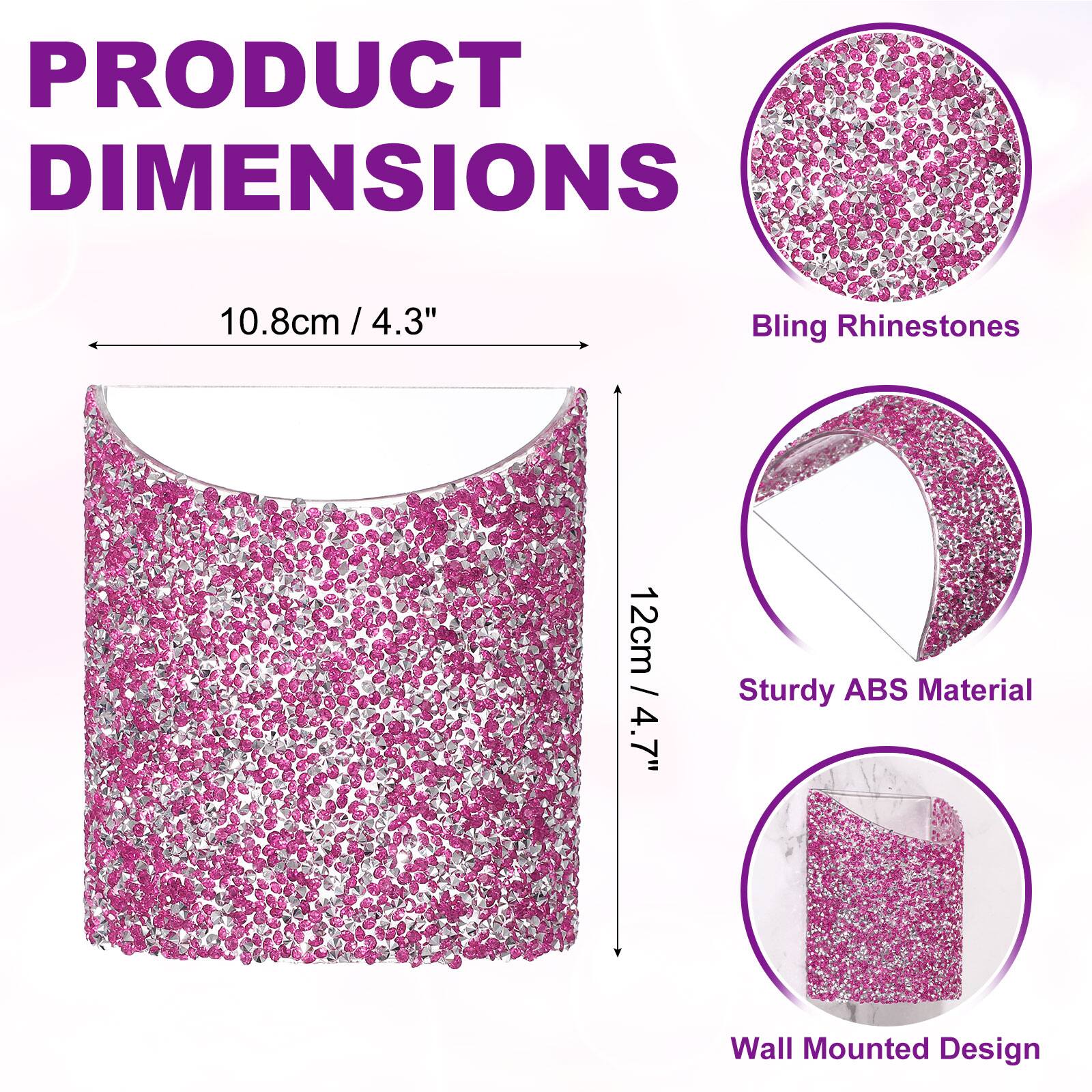 PRODUCT DIMENSIONS

10.8cm / 4.3" x 12cm / 4.7"

- Bling Rhinestones
- Sturdy ABS Material
- Wall Mounted Design