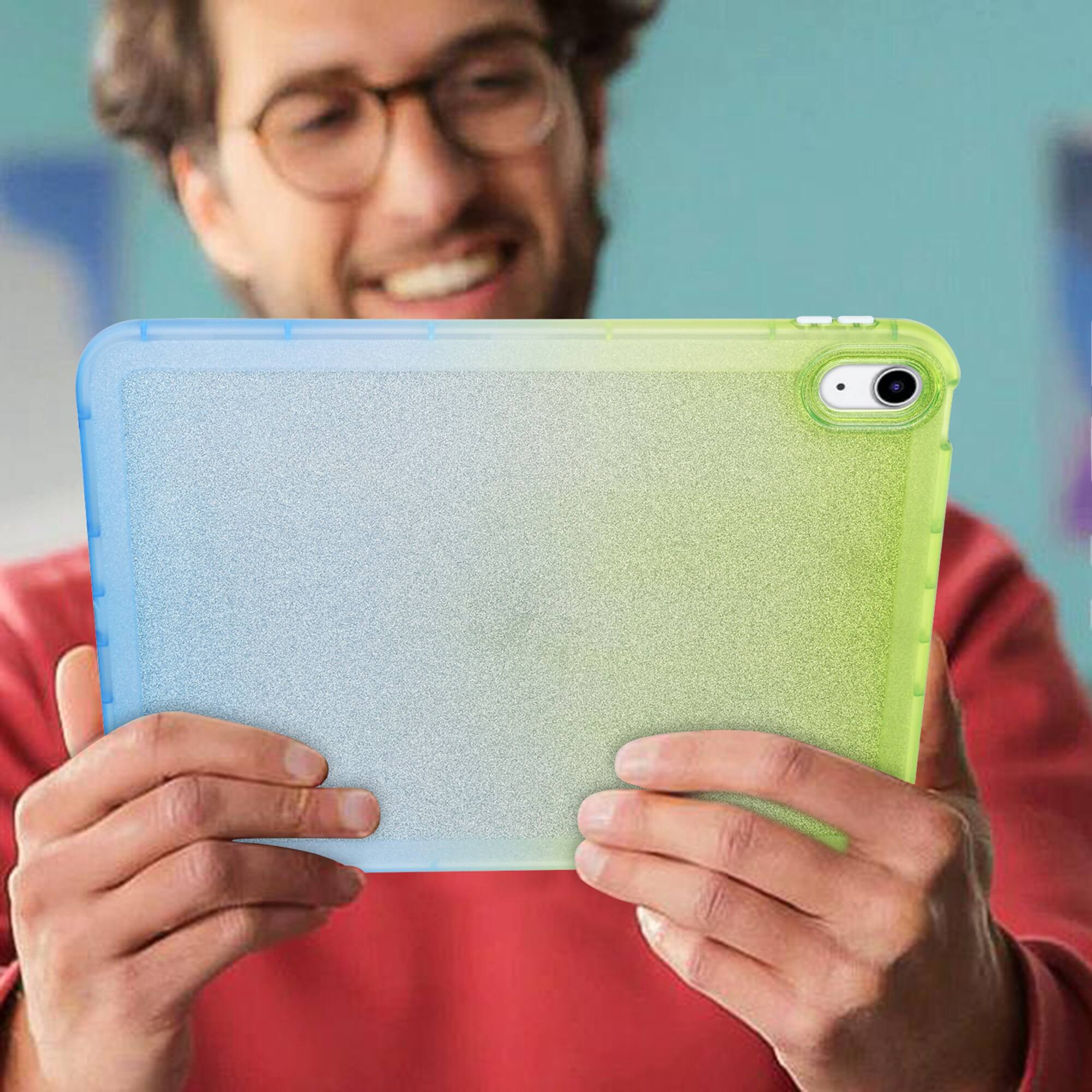 Alt View 2. Dteck - Glitter Case for iPad (A16) 11th Generation 11" 2025/iPad 10th Gen 10.9", Shockproof Gradient TPU Back Cover - Green Blue.