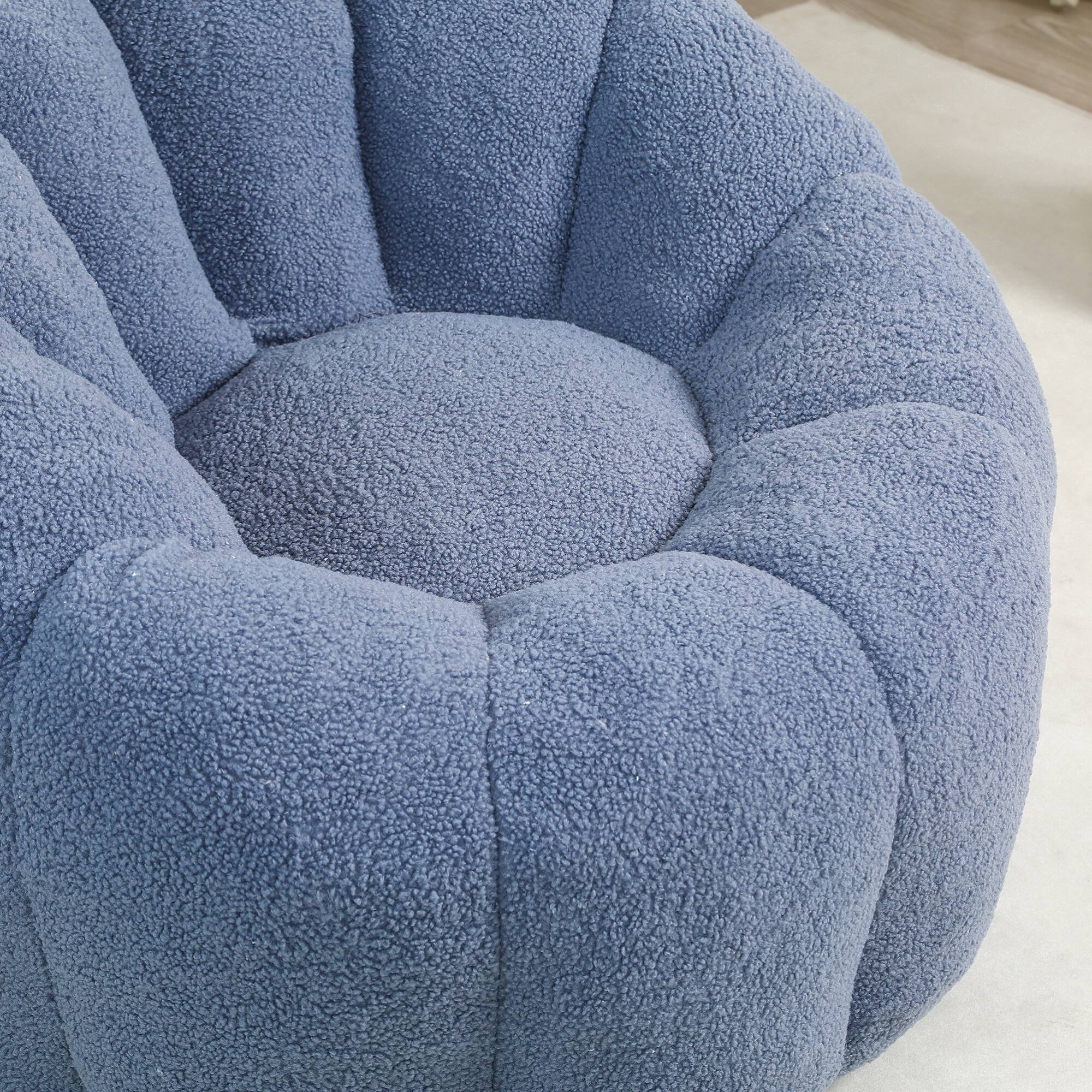 Alt View 2. GOODSILO - Plush Faux Fur Bean Bag Chair with Armrests and Ergonomic Backrest for Ultimate Relaxation in Living Spaces - Light Blue.