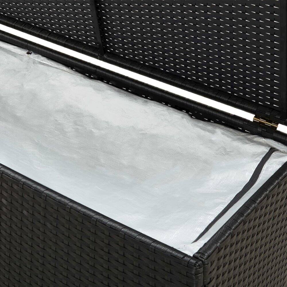 Alt View 2. vidaXL - vidaXL Storage Chest Black Poly Rattan, Powder-Coated Steel Large - Black.