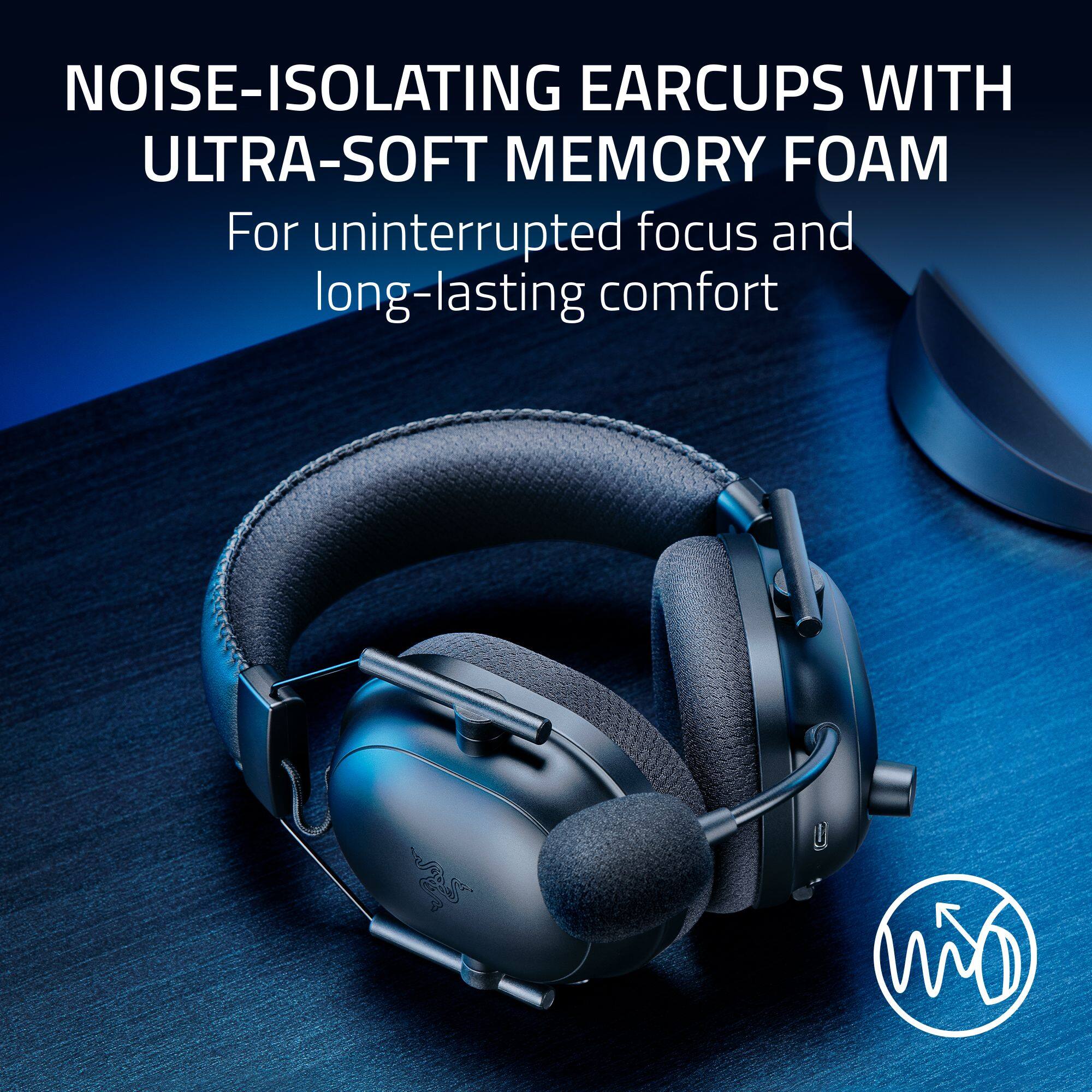NOISE-ISOLATING EARCUPS WITH ULTRA-SOFT MEMORY FOAM For uninterrupted focus and long-lasting comfort.