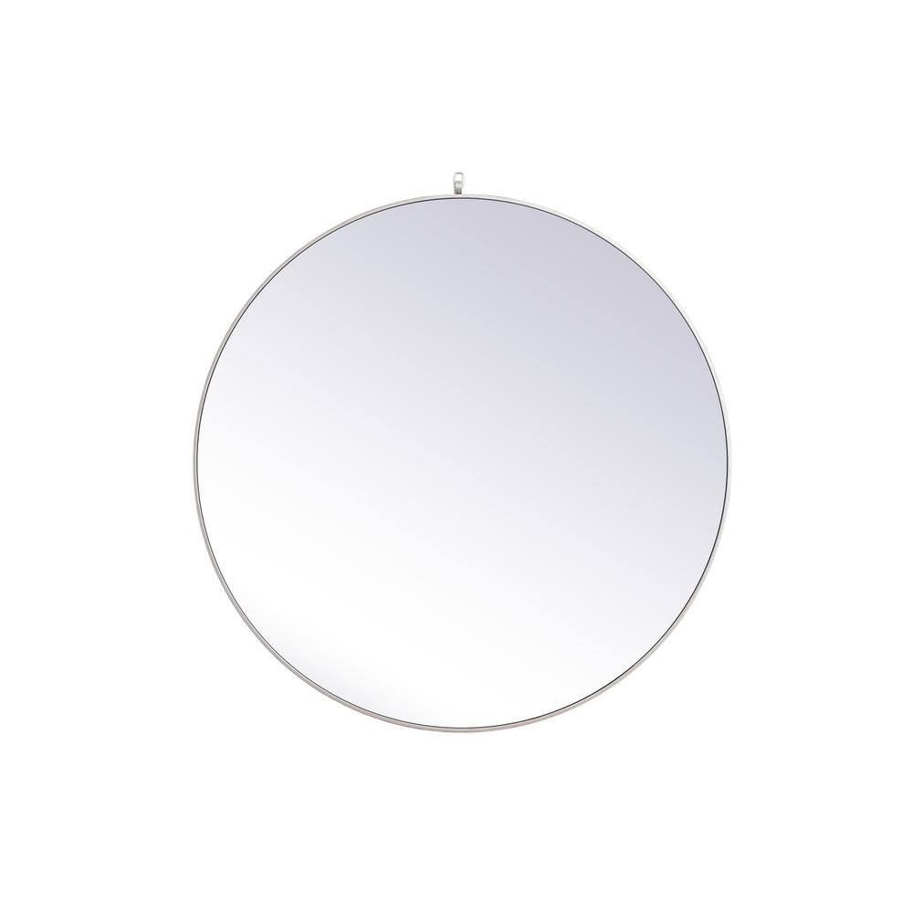 Alt View 2. Elegant Decor - Metal frame round mirror with decorative hook 45 inch in silver - Silver.