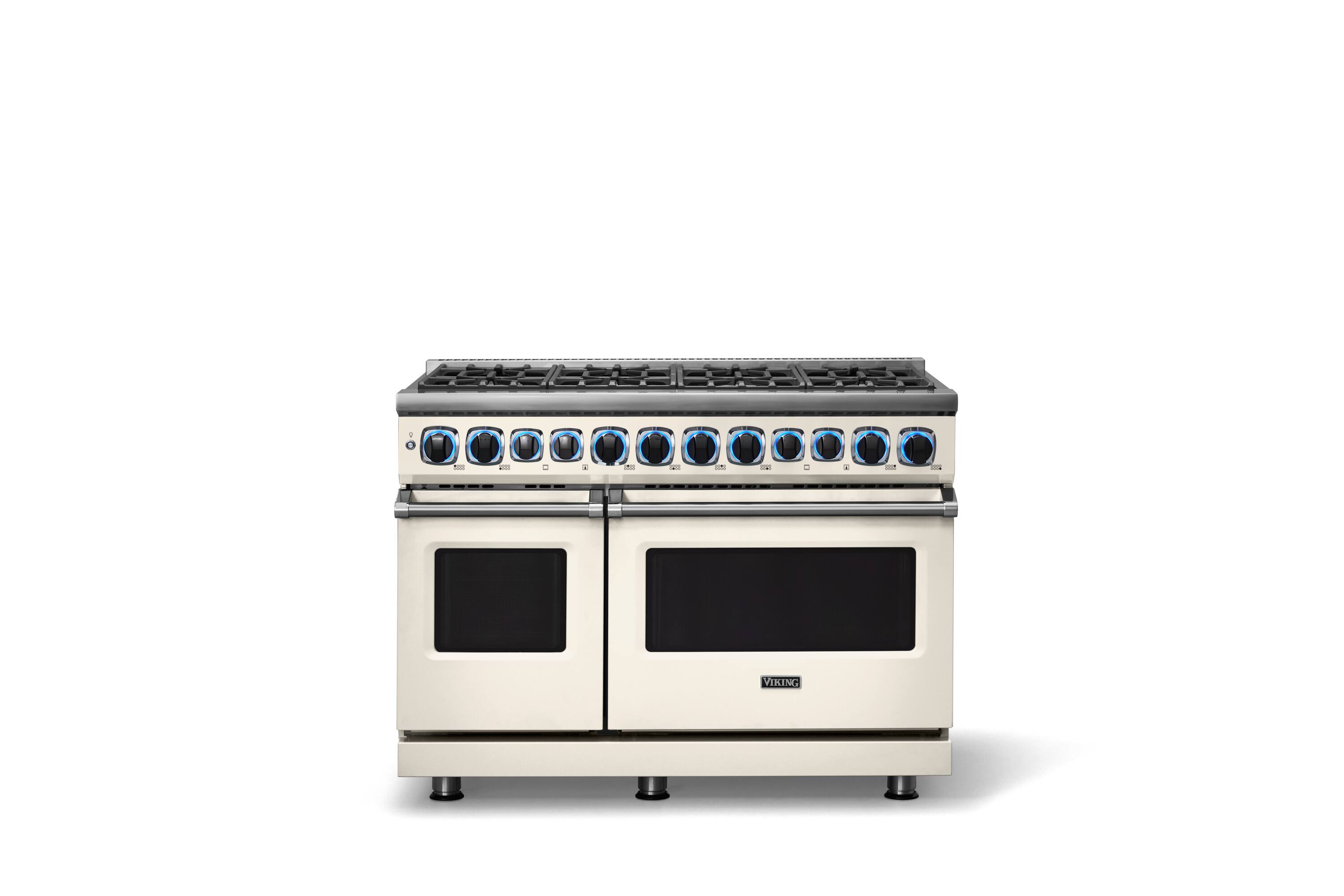 Alt View 4. Viking - 48 in. Wide 8 Burner Dual Fuel Sealed Burner Range - Pure White.