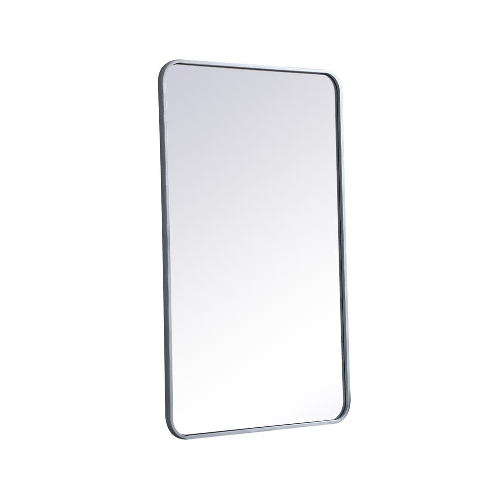 Left. Elegant Decor - Soft corner metal rectangular mirror 24x40 inch in Silver - Silver.