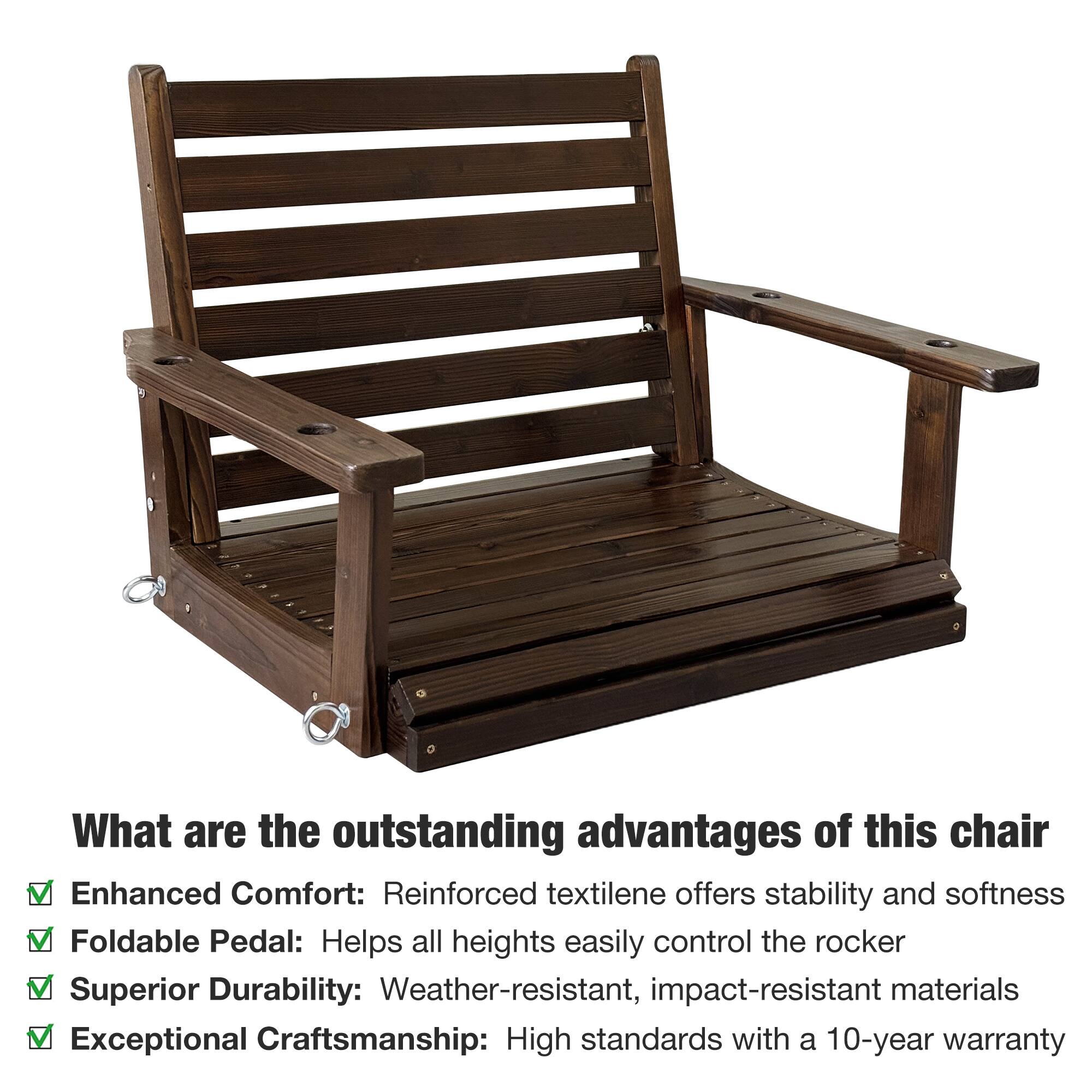 What are the outstanding advantages of this chair

- Enhanced Comfort: Reinforced textilene offers stability and softness
- Foldable Pedal: Helps all heights easily control the rocker
- Superior Durability: Weather-resistant, impact-resistant materials
- Exceptional Craftsmanship: High standards with a 10-year warranty