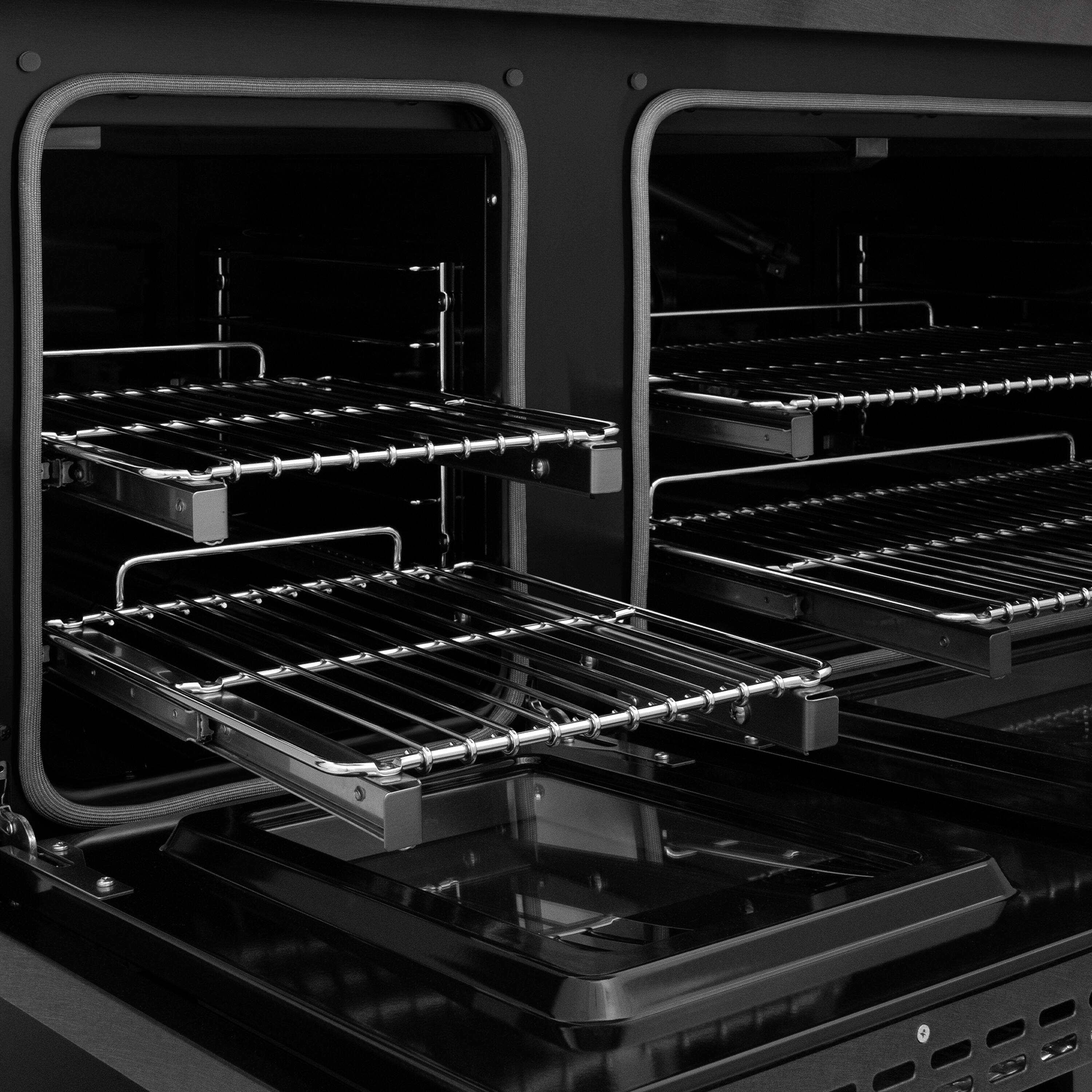 Alt View 2. ZLINE - 48 in. 6.7 cu. ft. Freestanding Paramount Double Oven Gas Range with 8 Burner Cooktop in Black Satin Stainless Steel - Black Satin Stainless Steel.