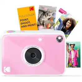 Kodak - Printomatic+ Instant Print Camera 10MP, RGB LED, Zink Photo Prints - Pink