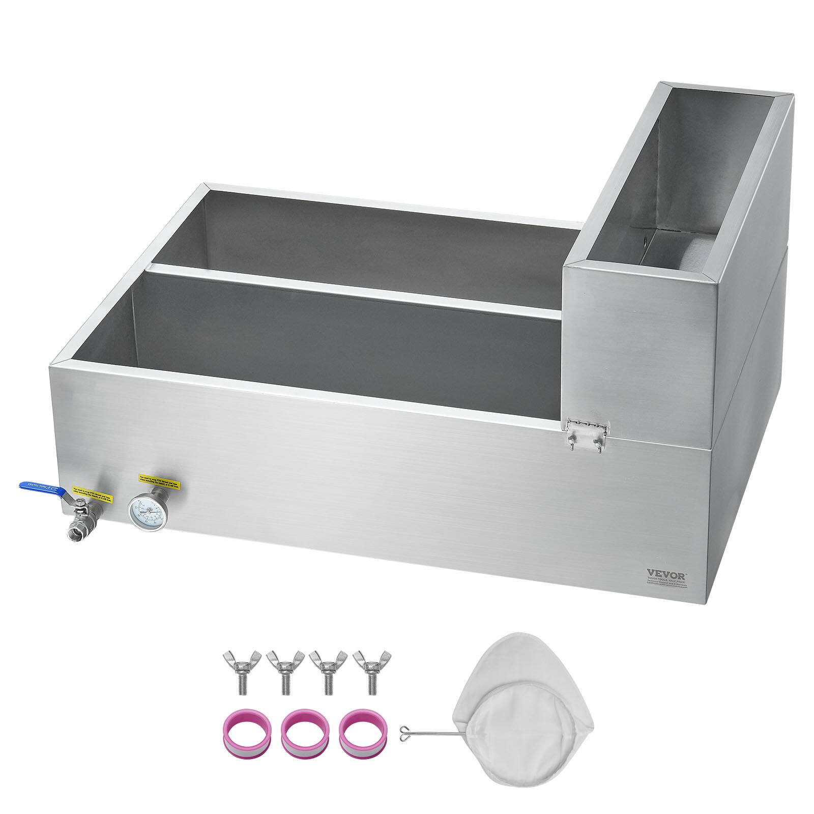 Alt View 5. VEVOR - Maple Syrup Evaporator Pan, 35 Gallon, 509 Cups of 8.8oz Maple Syrup, Flat Evaporator Pan with Thermometer - Silver.