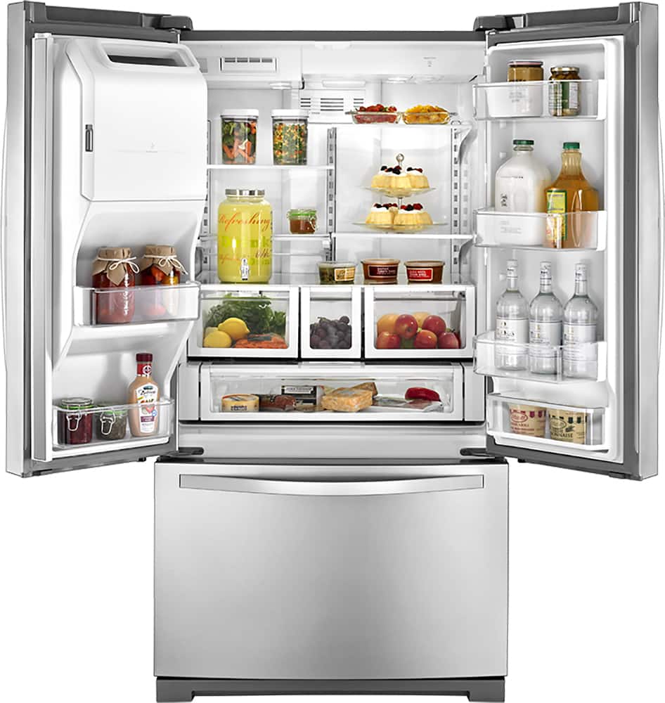 Alt View Zoom 2. Whirlpool - 25 Cu. Ft. French Door Refrigerator with Thru-the-Door Ice and Water - Stainless Steel.