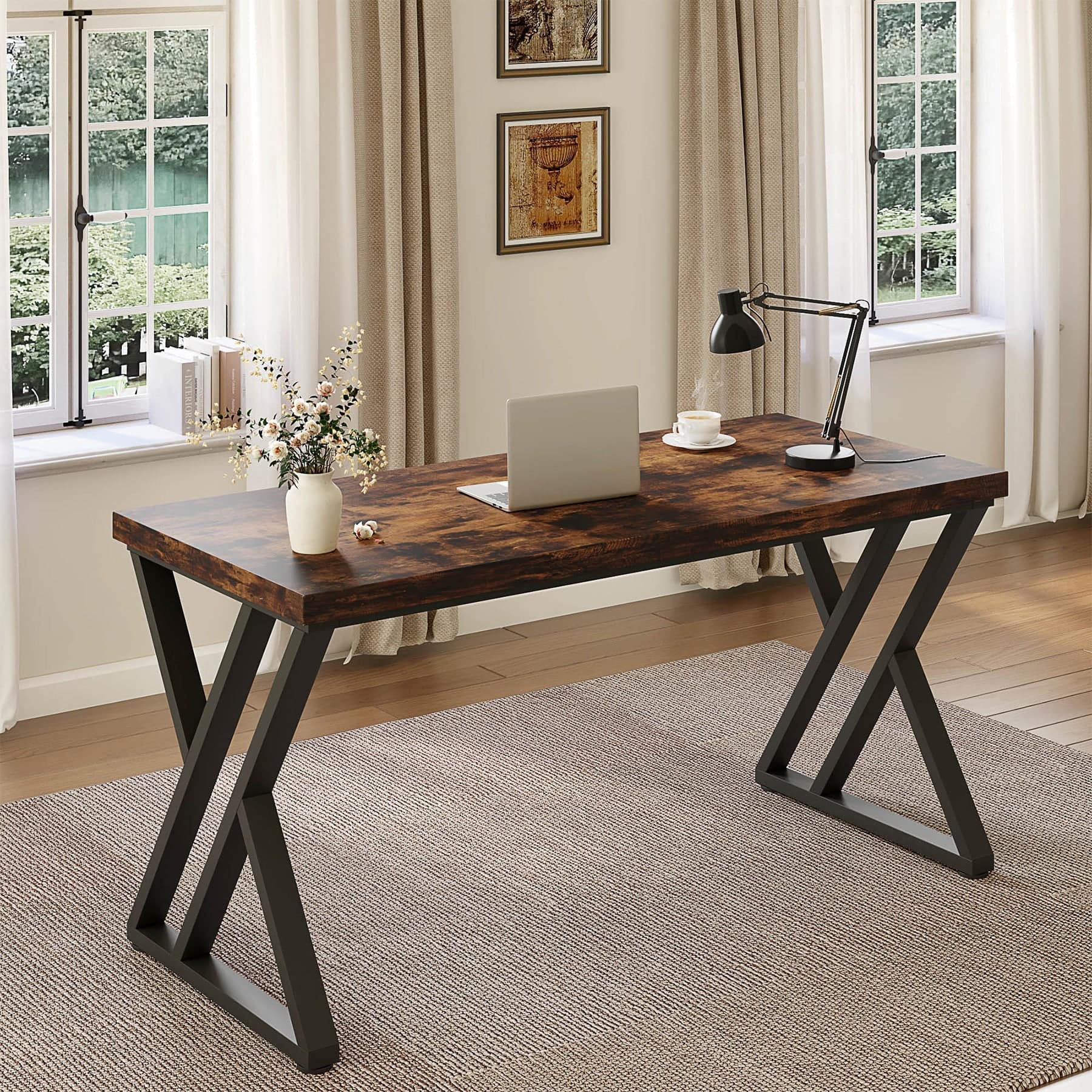Tribesigns - Office Computer Desk, For Computer Work, Writing and Study in Home Offices and Everyday Organization - Brown