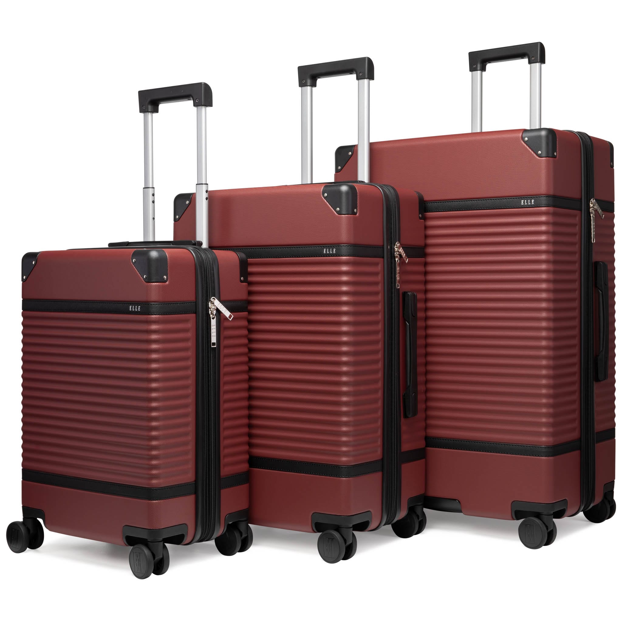 Elle Belleville 3 Piece Expandable Retro Spinner Luggage Set