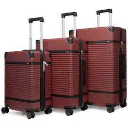 Elle - Belleville 3 Piece Expandable Retro Spinner Luggage Set - Burgundy