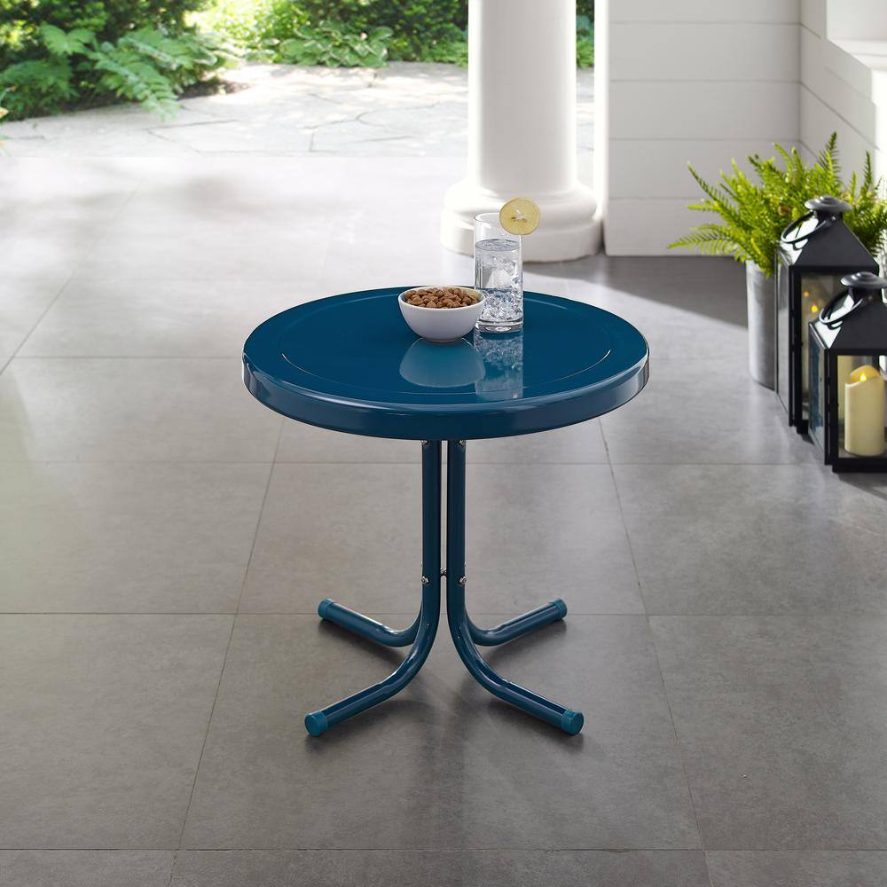 Alt View 3. Crosley Furniture - Griffith Retro Outdoor Side Table - Navy Gloss.