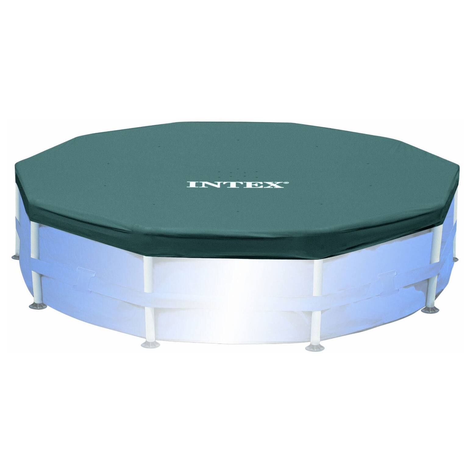 Angle. Intex - Metal Frame Pool w/ Pump & Type H Filters (6 Pack) & 10’ Round Pool Cover - Blue.