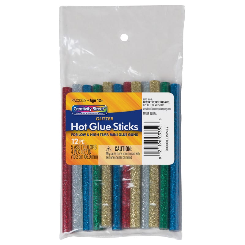 "Creativity Street - Hot Glue Sticks 6 Assorted Glitter Colors 4"" x 0.31"" 12 Pieces" price history on PriceWatchPro
