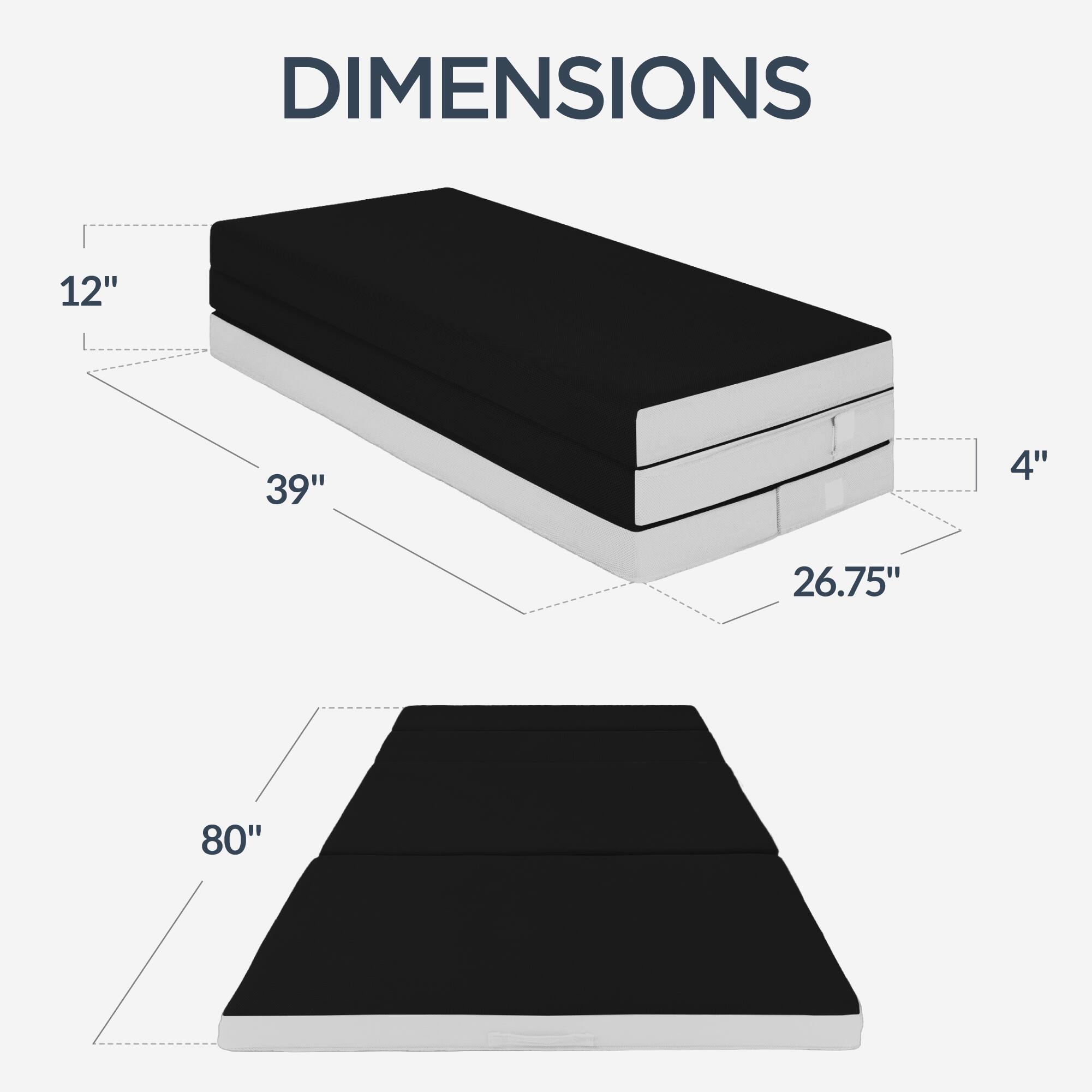 DIMENSIONS 12" 39" 4" 26.75" 80"