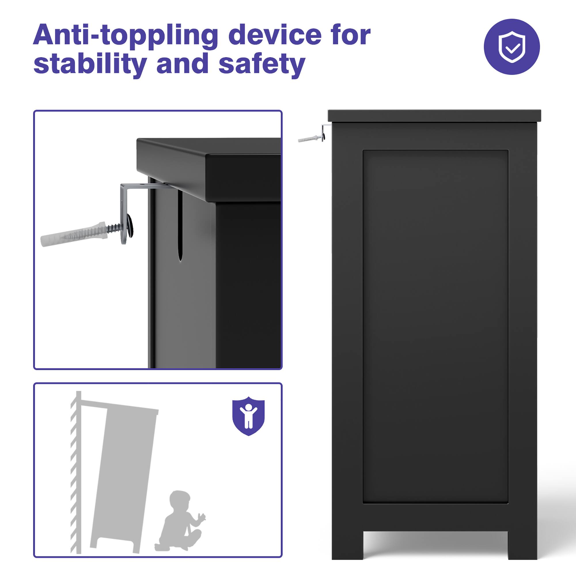 Anti-toppling device for stability and safety