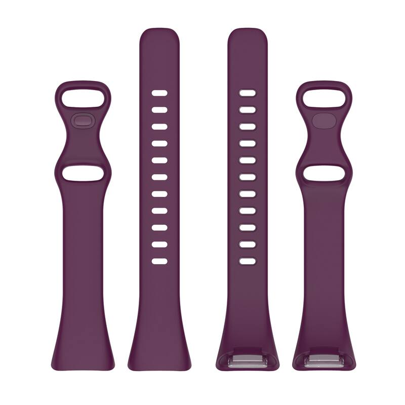 Left. StrapsCo - Slim Active Band Silicone Rubber Watch Strap For Fitbit Charge 6 - Purple.
