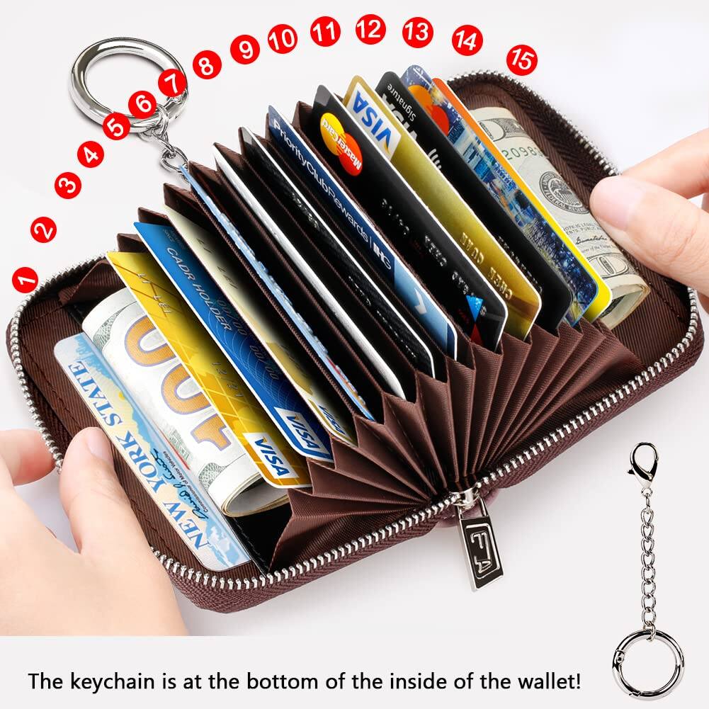 Back. Jadie Link - Zipper Wallet Women Rfid Blocking Credit Card Business Holder Compact Size Keychain Special Design Multi-color optional - Daisies and Cat-small.