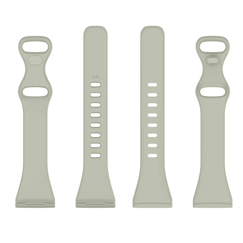 Left. StrapsCo - Slim Active Strap Silicone Rubber Watch Band For Fitbit Versa 4 (Medium-Long) - Grey.