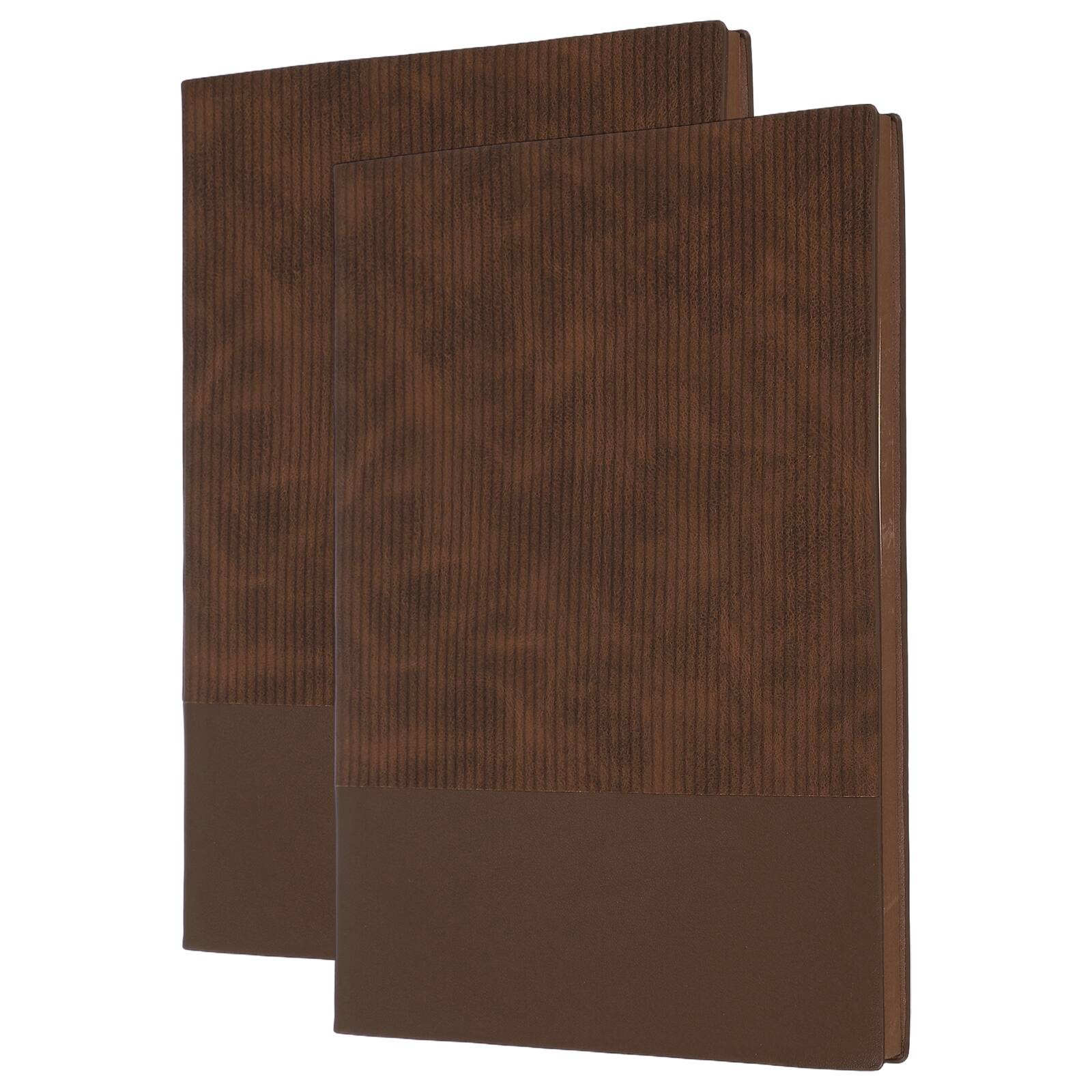 Front. Unique Bargains - 2pcs Hardcover Leather Lined Journal, 100 Pages 8.3x5.7" A5 Lined Diary Notebook for Office Home Writing - Brown.