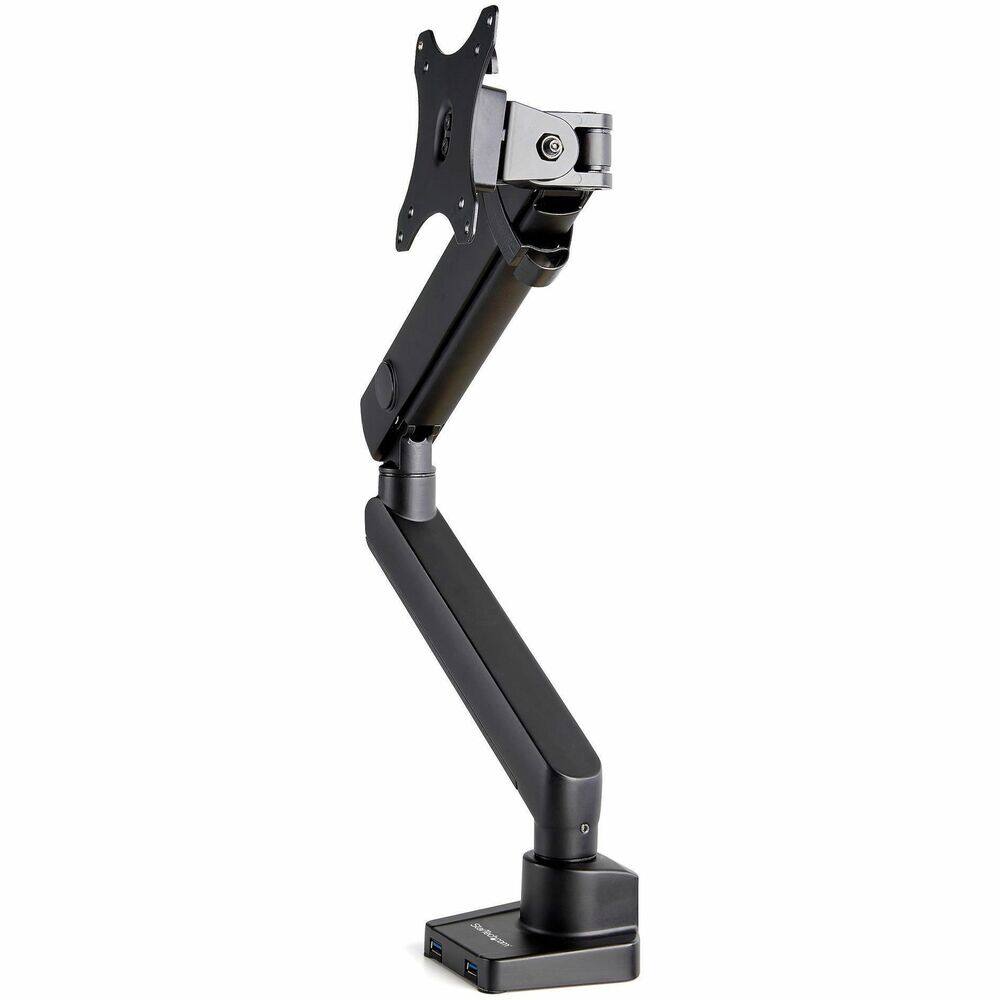 Front. StarTech.com - Desk Mount Monitor Arm with 2x USB 3.0 ports, Slim Single Monitor VESA Mount up to 34" (17.6lb/8kg) Display - Black.