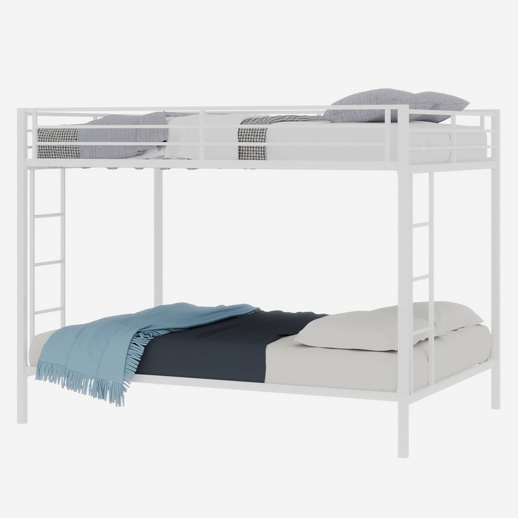 Alt View 6. GOODSILO - Multi-Functional Full Size Metal Bunk Bed with Robust Square Tube Frame for Space Optimization - White.
