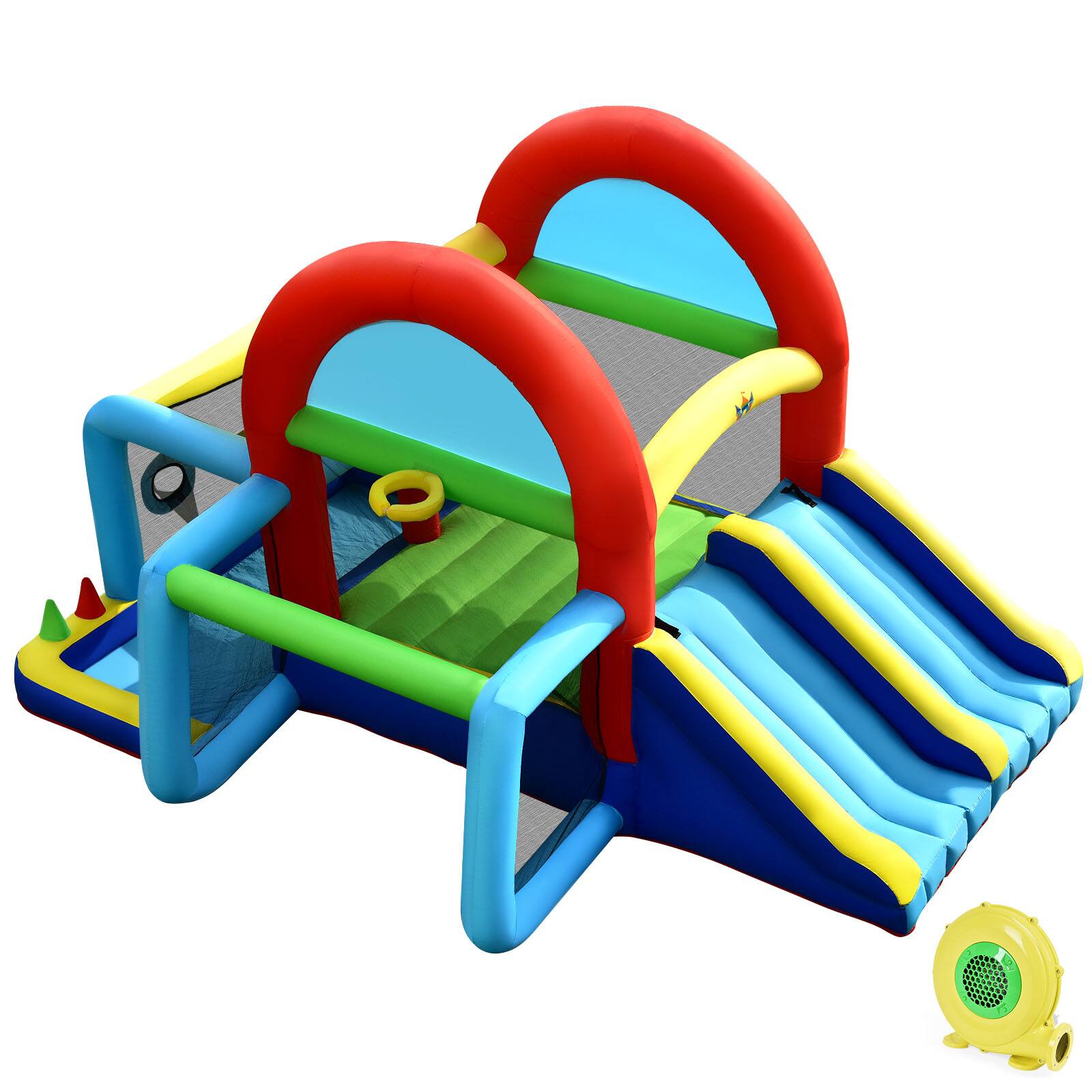 Front. Costway - Costway Inflatable Bounce House Kids Bouncy Jumping Castle w/ Dual Slides & 480W Blower - Multicolor.