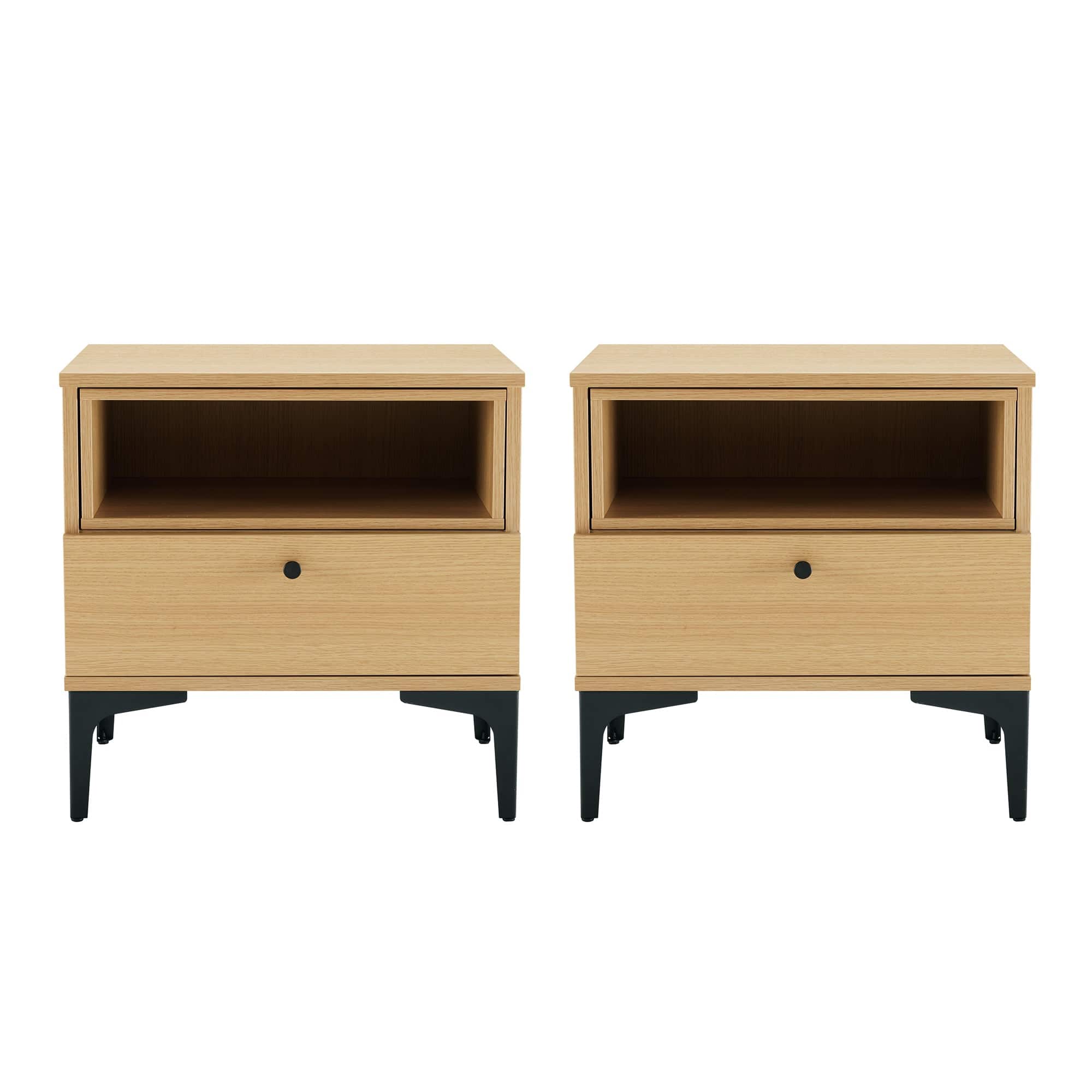 Manhattan Comfort - Amara Modern 20" Nightstand - Set of 2 - Light Oak