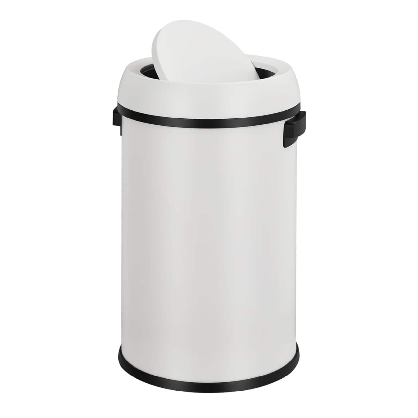 GARVEE - 65L/17 Gallon Kitchen Trash Can, Stainless Steel Garbage Can with Swing Lid - White