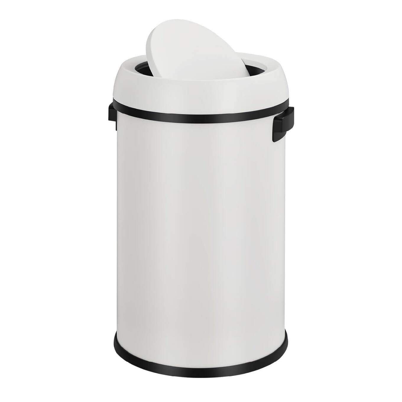 Front. GARVEE - 65L/17 Gallon Kitchen Trash Can, Stainless Steel Garbage Can with Swing Lid - White.