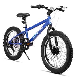 JOYSTAR - 20 Inch Mountain Bike for Kids Ages 7-13, 7 Speed Disc Brakes MTB, Fat Tire Kids Bicycles for Boys Girls - Blue